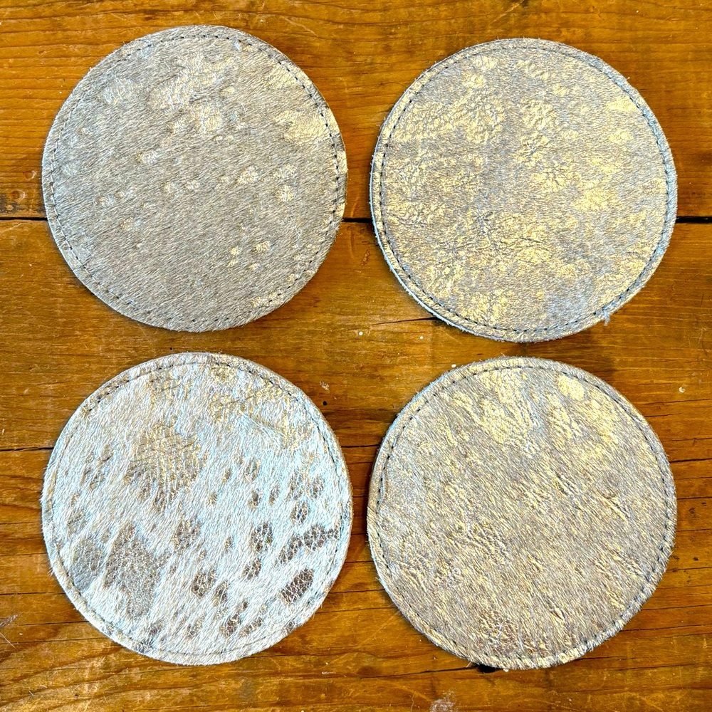 Cowhide Coaster Set